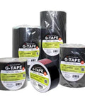 Heavy Duty Acrylic Flashing Tape For Windows Doors And Deck Beams 4 In By 65 Ft Waterproof All Weather UV Resistant With Permanent Adhesion Easy Tear And Clean Removal From Surfaces Black, multiple rolls displayed.