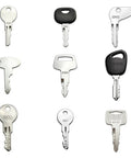 9 keys from the 62 Piece Heavy Equipment Key Set For Construction Gear Ignition Keys And Operator Keys Kit With 459A 777 H806 5P8500 14607 H800 787 Covers Excavators Dozers Loaders Forklifts Skid Steers Generators And More