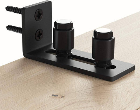Sliding Barn Door Bottom Floor Guide Roller Set, Black, Quiet And Smooth Operation, wall-mounted adjustable steel and nylon rollers