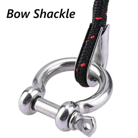 Beefy Heavy Duty 304 Stainless Steel Bow Shackle Screw Pin Anchor D Ring Rigging Hardware 5/32 Inch 8 Pack with rope