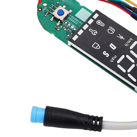 Close-up of Bluetooth Dashboard Replacement For MI3 Electric Scooter Circuit Board with LED Clear Digital Display and connector