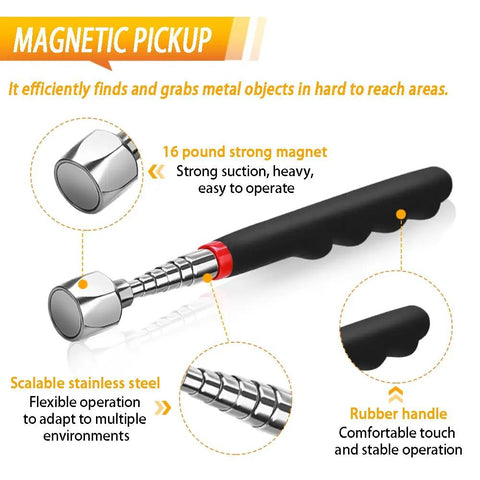 Extendable Magnetic Pickup Tool Set With 22 Lb Pull, Telescoping Magnet Stick And 360 Degree Swivel Inspection Mirror, Heavy Duty Reach For Grabbing Tools And Metal Parts, No Brainer Gift For Men And Dad, 2 Pack