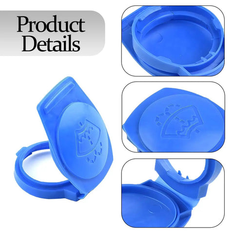 Washer Fluid Cap For Cars Premium ABS Windshield Reservoir Cap Water Tank Cover Direct Fit DIY Friendly Automotive Replacement Accessory Easy Install For Volkswagen Atlas Tiguan Jetta And Other VW Models, shown closed and open, made of blue ABS plastic.