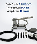 Heavy Duty 12V Air Compressor Kit For Train Horns And Air Ride Suspension, chrome compressor with accessories and fittings.