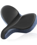 Comfy Ultra Wide Bike Seat For Men And Women With Memory Foam Cushion And Dual Spring Suspension Waterproof Universal Fit Wide Plus Saddle Built To Cradle Sit Bones On All Day Rides And Deliver Real Comfort, black and blue ultra wide memory foam bike saddle