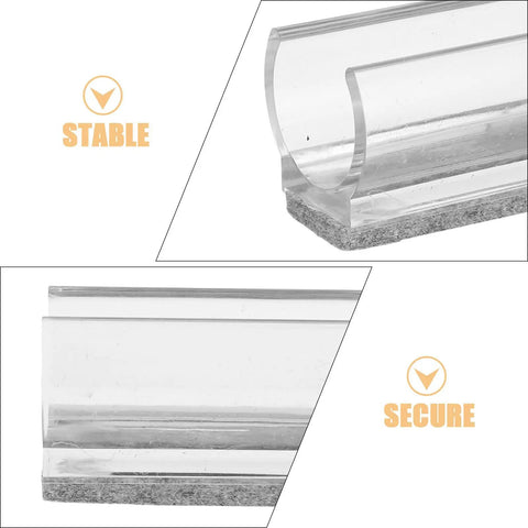 Transparent U Shaped Chair Leg Caps with Felt Pads and Floor Glides for Tubular Furniture Feet Cushioned Anti Scratch and Quiet Glide