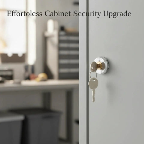 Zinc Alloy Round Cam Lock For Cabinets And Tool Boxes With Key Operated Security on gray cabinet 3.0 x 2.8 x 0.8 Inches