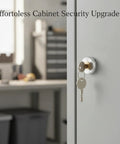 Key Operated Round Cam Lock For Cabinet Replacement Zinc Alloy Lock With 3.0 X 2.8 X 0.8 Inch Size Includes Keys installed in cabinet