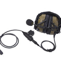 Rock Solid Military Tactical Noise Cancelling Headphone With U94 Ptt Boom Mic, olive green, wired setup with boom mic for radios.