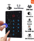 WiFi Tuya Access Control Keypad With 125kHz Card And Dope Mobile App Control IP68 Waterproof Wiegand Door Lock Opener shown in use