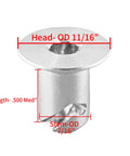 Aluminum Dzus Button Flush Allen Head Quarter Turn Fasteners Seven Sixteenths Inch Grip Chrome Finish Pack Of Twenty