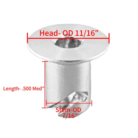 Aluminum Dzus Button Flush Allen Head Quarter Turn Fasteners Seven Sixteenths Inch Grip Chrome Finish Pack Of Twenty