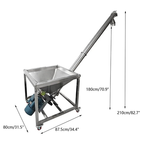 Heavy Duty Electric Bucket Elevator Conveyor 150L Capacity W/ 2.2KW Motor For Grain, Feed, Nuts And Plastic Pellets made of 304 stainless steel.