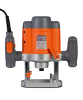 Front view of Workhorse Plunge Wood Router With Edge Guide 110 120V 1.6 HP Motor Variable Speed 16000 30000 RPM Durable Electric Router.