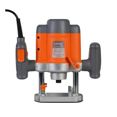 Front view of Workhorse Plunge Wood Router With Edge Guide 110 120V 1.6 HP Motor Variable Speed 16000 30000 RPM Durable Electric Router.