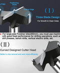 Carbide-forstner drill bit, 3-inch (76mm), three-blade curved cutter head with silver shank