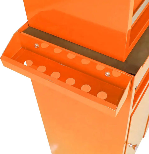 Top view of Tough As Nails Orange Mobile Toolbox, Heavy Duty Tool Cart With Five Drawers On Wheels, Tool Chest Organizer For Garage