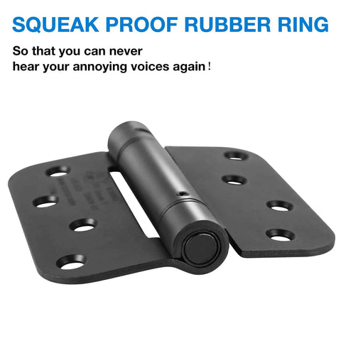 Matte Black Mortise Steel Spring Hinges Set For Self Closing Doors Soft Close 4 Pack 8 Holes One And Three Quarter Inch Thick Adjustable Tension shown in close-up