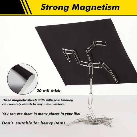 36 Pack Magnetic Sheets With Adhesive Backing 8 By 11 Inch Peel And Stick 20 Mil Magnetic Paper displaying strong magnetism.