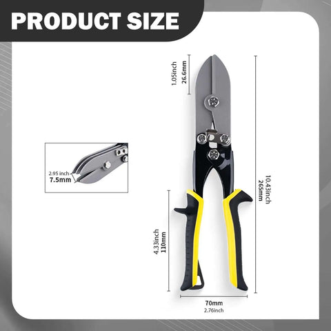 5 Blade Hand Crimper With Ergonomic Grip Non Slip Crimping Tool For HVAC Ducts And Pipes dimensions 26.5x7 cm black and yellow