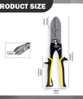 5 Blade Hand Crimping Tool For Sheet Metal And Gutter Ducts with Lock in black and yellow, size 265mm x 70mm