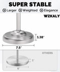 Diagram showing heavy weighted base design of Free Standing Toilet Paper Holder With Pivoting Post, Brushed Nickel Finish.
