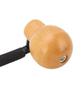 Close-up of grippy wooden handle of Straight Draw Knife Woodworking Shaving Tool Featuring Heavy Duty Steel Blade and Grippy Wooden Handle.