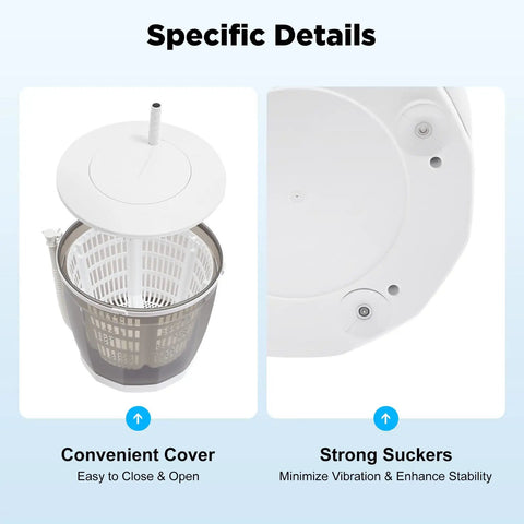 No Sweat Hand Crank Washing Machine Two In One Manual Washer And Spin Dryer Road Trip Ready Ultra Light Portable Mini Laundry Pal Perfect For Campers And Outdoorsmen Grey with convenient cover and strong suckers for stability.