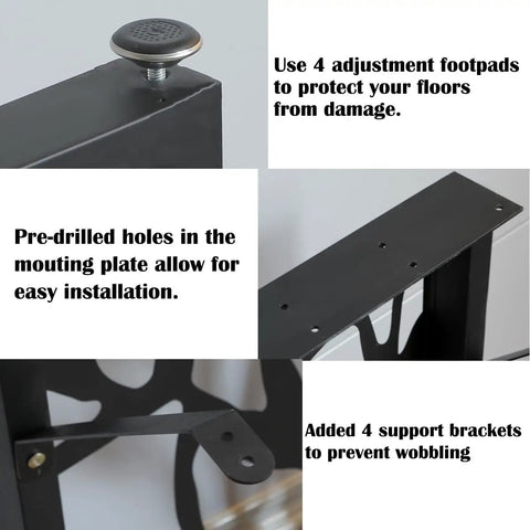 28 Inch Metal Table Legs Set Of 2 Built Tough Heavy Duty Industrial Modern Desk Bases With Laser Engraving Cutout Pattern Rectangular Frame detail