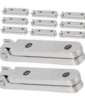 Zinc Alloy Miniature Jewelry Box Hinges 12 Pack 90 Degree Folding Chest Hinges For Small Cabinets And Jewelry Boxes DIY Furniture Projects Durable Cabinet Hardware Set For Crafts And Repairs HONMEET. Front view of silver-colored hinges.