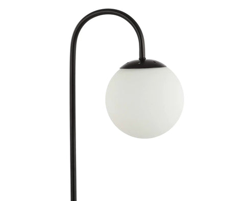 Mid Century Modern Glass Globe Table Lamp With White Shade And Black Base Dope Energy Saving LED Bulb Included Perfect Bedside Nightstand Light For Bedroom Or Living Room ETL Listed UL Certified