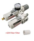All In One FRL Air Filter Treatment Unit For Pneumatic Systems With Filter Pressure Regulator Lubricator And Oil Separator unit with gauge