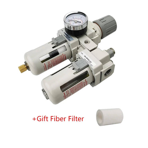 All In One FRL Air Filter Treatment Unit For Pneumatic Systems With Filter Pressure Regulator Lubricator And Oil Separator unit with gauge