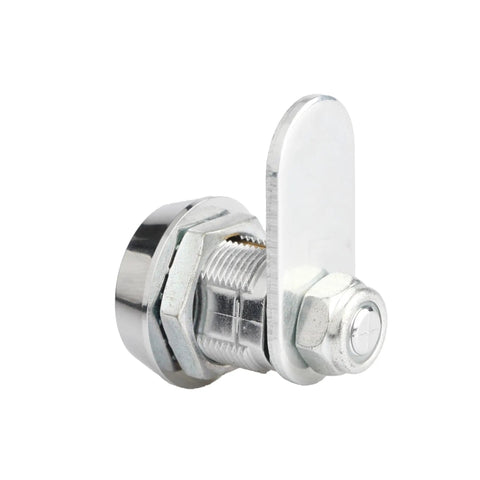 Heavy Duty Cam Lock 5/8 Inch Dimple Key Lock for cabinets and secure storage, rustproof diecast alloy, chrome-plated steel, side view