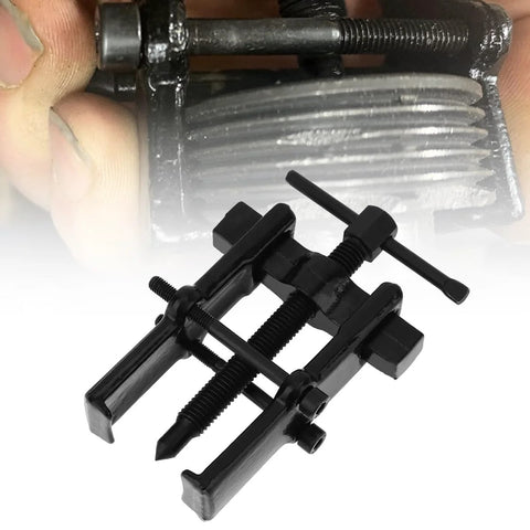 Front view of a black 3-inch two-jaw gear puller with threaded screws for bearing and pulley removal
