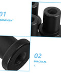 Heavy Duty Carbon Steel Barn Door Track Clamps Set 4 Pcs Spacers For Easy Installation, close-up view of black metal clamps