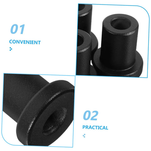 Heavy Duty Carbon Steel Barn Door Track Clamps Set 4 Pcs Spacers For Easy Installation, close-up view of black metal clamps
