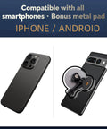 Magnetic Golf Monopod Selfie Stick With Metal Ground Spike 52 Inch Adjustable shown with iPhone and Android phones