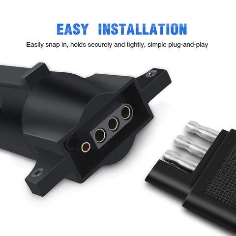 7 Way To 4 Way Flat Trailer Adapter Waterproof Rugged Nylon Housing 7 Pin To 4 Pin Wiring Connector close-up view