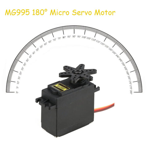 MG995 Micro Servo Motor With 180 Degree Metal Gear High Torque, Digital Standard Servo For RC Gearheads, 12kgcm Stall Torque At 6V And 13kgcm At 7.2V, Fast Positioning And Precise Control For Robots And Projects., black MG995 180° metal gear micro servo with 180-degree protractor scale