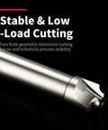 Side view of a corner-rounding end mill cutter, 2-flute, HSS, straight shank