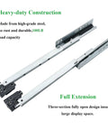 Image of Six Pairs 16 Inch Soft Close Undermount Drawer Slides Beefy Full Extension Steel Ball Bearing Action, showing two sections.