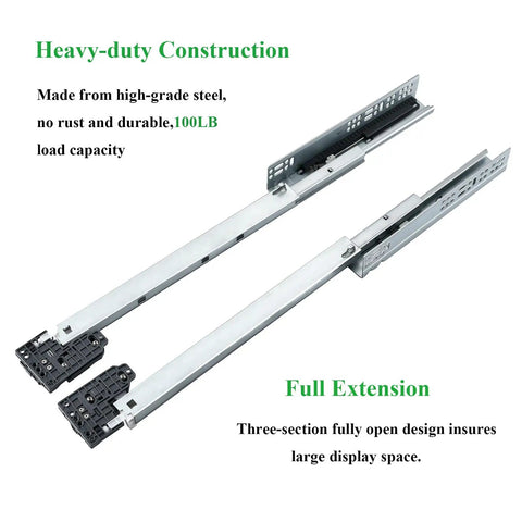 Image of Six Pairs 16 Inch Soft Close Undermount Drawer Slides Beefy Full Extension Steel Ball Bearing Action, showing two sections.