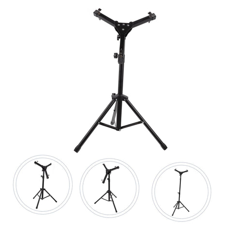 Adjustable Alloy Practice Drum Rack With 12 Inch Foldable Black Stand, portable design with 3-way adjustable frame for beginners.