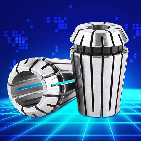 Premium 10pc ER20 Spring Collet Set, tough 65Mn steel, precision cuts, ideal for CNC machines and routers.