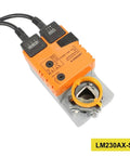High Quality Lm230ax-S Damper Actuator For Hvac And Commercial Building Controls Built Tough with two connectors and mounting ring.
