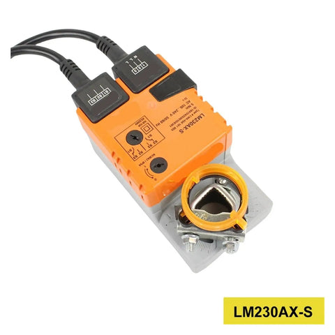 High Quality Lm230ax-S Damper Actuator For Hvac And Commercial Building Controls Built Tough with two connectors and mounting ring.