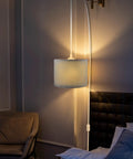Plug In Pendant Light With 15 Ft Cord And Easy On Off Switch Gray Fabric Shade Hanging Light Fixture No Hardwiring Needed in bedroom