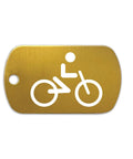 Bike Life Aluminum Keychain Dog Tag Gold Finish Laser Engraved Made In USA Lightweight Cycling Accessory With Four And A Half Inch Ball Chain Free Back Customization Durable Tag For Riders And Gear Heads