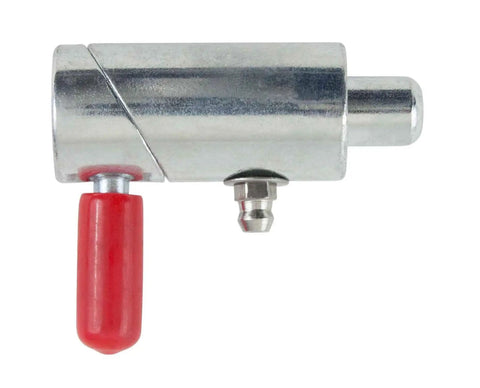 Heavy Duty Rock Solid 1/2 Inch Spring Loaded Cam Lock With Twist Lock Plunger Pin Grip Tight For Wrecker Tow Trucks And Heavy Farm Implements Zinc Plated Steel 2 Pack close-up of cam lock pin assembly with red grip.